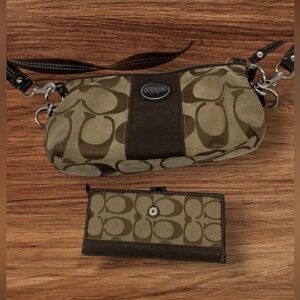 Authentic Coach Signature Jacquard Crossbody & Matching Wallet Set